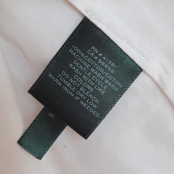 Lauren Ralph Lauren Women White Cotton Long Sleeve Half Button Down Shirt Sz XL - Picture 7 of 16